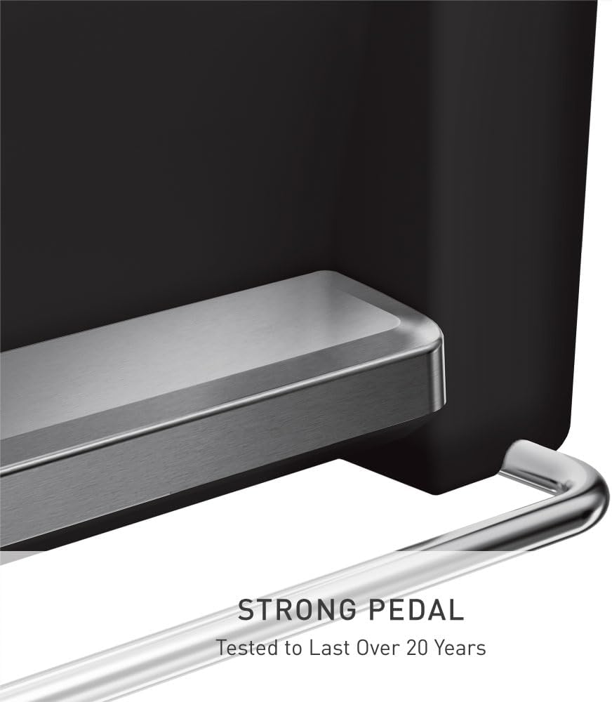 simplehuman 45 Liter / 12 Gallon Rectangular Kitchen Step Trash Can with Soft-Close Lid, Black Plastic
