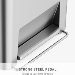 simplehuman Hybrid Step Can, 45 Liter / 12 Gallon Rectangular Kitchen Trash Can, Wide Stable Base with Long-Lasting Steel Pedal, Neat and Secure Liner Rim with Built-in Liner Pocket, Alloy Plastic
