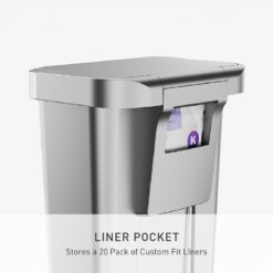 simplehuman Hybrid Step Can, 45 Liter / 12 Gallon Rectangular Kitchen Trash Can, Wide Stable Base with Long-Lasting Steel Pedal, Neat and Secure Liner Rim with Built-in Liner Pocket, Alloy Plastic