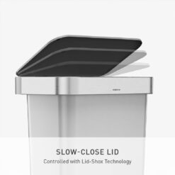 simplehuman Hybrid Step Can, 45 Liter / 12 Gallon Rectangular Kitchen Trash Can, Wide Stable Base with Long-Lasting Steel Pedal, Neat and Secure Liner Rim with Built-in Liner Pocket, Alloy Plastic