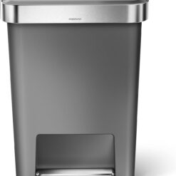 simplehuman 45 Liter / 12 Gallon Rectangular Kitchen Step Trash Can with Soft-Close Lid, Grey Plastic