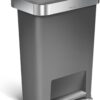 simplehuman 45 Liter / 12 Gallon Rectangular Kitchen Step Trash Can with Soft-Close Lid, Grey Plastic