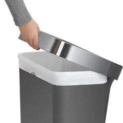 simplehuman 45 Liter / 12 Gallon Rectangular Kitchen Step Trash Can with Soft-Close Lid, Grey Plastic
