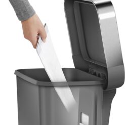 simplehuman 45 Liter / 12 Gallon Rectangular Kitchen Step Trash Can with Soft-Close Lid, Grey Plastic