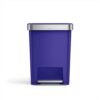 simplehuman Hybrid Step Can, 45 Liter / 12 Gallon Rectangular Kitchen Trash Can, Wide Stable Base with Long-Lasting Steel Pedal, Neat and Secure Liner Rim with Built-in Liner Pocket, Indigo Plastic