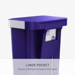 simplehuman Hybrid Step Can, 45 Liter / 12 Gallon Rectangular Kitchen Trash Can, Wide Stable Base with Long-Lasting Steel Pedal, Neat and Secure Liner Rim with Built-in Liner Pocket, Indigo Plastic