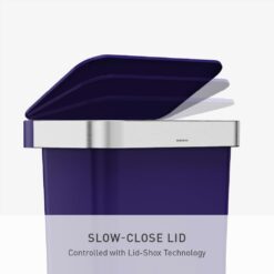 simplehuman Hybrid Step Can, 45 Liter / 12 Gallon Rectangular Kitchen Trash Can, Wide Stable Base with Long-Lasting Steel Pedal, Neat and Secure Liner Rim with Built-in Liner Pocket, Indigo Plastic