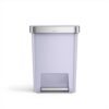 simplehuman Hybrid Step Can, 45 Liter / 12 Gallon Rectangular Kitchen Trash Can, Wide Stable Base with Long-Lasting Steel Pedal, Neat and Secure Liner Rim with Built-in Liner Pocket, Lilac Plastic