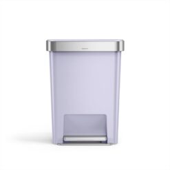 simplehuman Hybrid Step Can, 45 Liter / 12 Gallon Rectangular Kitchen Trash Can, Wide Stable Base with Long-Lasting Steel Pedal, Neat and Secure Liner Rim with Built-in Liner Pocket, Lilac Plastic