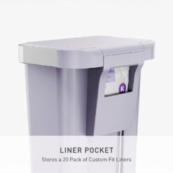 simplehuman Hybrid Step Can, 45 Liter / 12 Gallon Rectangular Kitchen Trash Can, Wide Stable Base with Long-Lasting Steel Pedal, Neat and Secure Liner Rim with Built-in Liner Pocket, Lilac Plastic