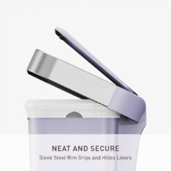 simplehuman Hybrid Step Can, 45 Liter / 12 Gallon Rectangular Kitchen Trash Can, Wide Stable Base with Long-Lasting Steel Pedal, Neat and Secure Liner Rim with Built-in Liner Pocket, Lilac Plastic