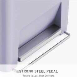 simplehuman Hybrid Step Can, 45 Liter / 12 Gallon Rectangular Kitchen Trash Can, Wide Stable Base with Long-Lasting Steel Pedal, Neat and Secure Liner Rim with Built-in Liner Pocket, Lilac Plastic