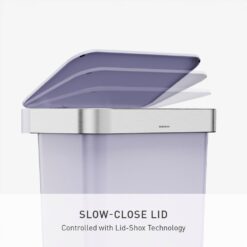 simplehuman Hybrid Step Can, 45 Liter / 12 Gallon Rectangular Kitchen Trash Can, Wide Stable Base with Long-Lasting Steel Pedal, Neat and Secure Liner Rim with Built-in Liner Pocket, Lilac Plastic