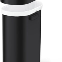 simplehuman 50 Liter / 13.2 Gallon Slim Open Top Trash Can Commercial Grade, Heavy Gauge Matte Black Stainless Steel