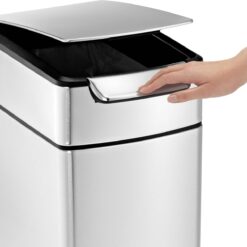 simplehuman 40 Liter/ 10.6 Gallon Slim Touch-Bar Kitchen Trash Can, Brushed Stainless Steel