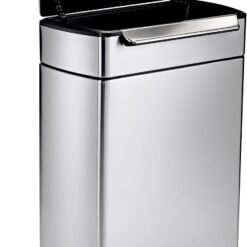 simplehuman 48 Liter / 12.7 Gallon Touch-Bar Dual Compartment Kitchen Recycling Trash Can, Brushed Stainless Steel