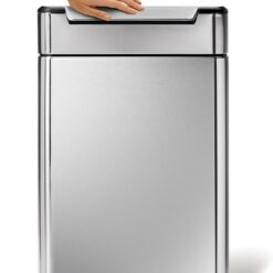 simplehuman 48 Liter / 12.7 Gallon Touch-Bar Dual Compartment Kitchen Recycling Trash Can, Brushed Stainless Steel