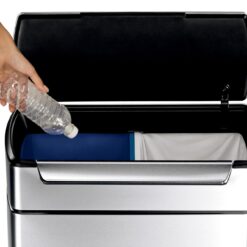 simplehuman 48 Liter / 12.7 Gallon Touch-Bar Dual Compartment Kitchen Recycling Trash Can, Brushed Stainless Steel