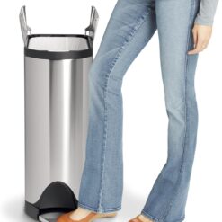 simplehuman 45 Liter / 11.9 Gallon Butterfly Lid Kitchen Step Trash Can, Brushed Stainless Steel