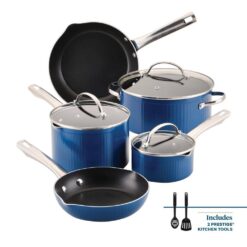Farberware Style 10-Piece Aluminum Nonstick Cookware Set with Lids in Blue 13578