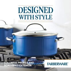Farberware Style 10-Piece Aluminum Nonstick Cookware Set with Lids in Blue 13578