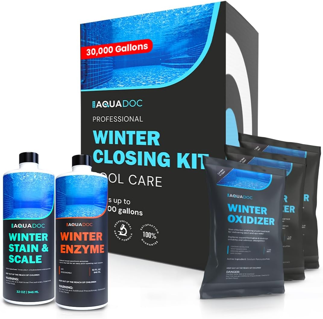 AquaDoc Pool Winterizing Kit for Closing Pools - Treats Up to 30,000 Gallons - Winter Closing Kit for Inground and Above Ground Pools - Winterizing Pool Chemicals Made in USA