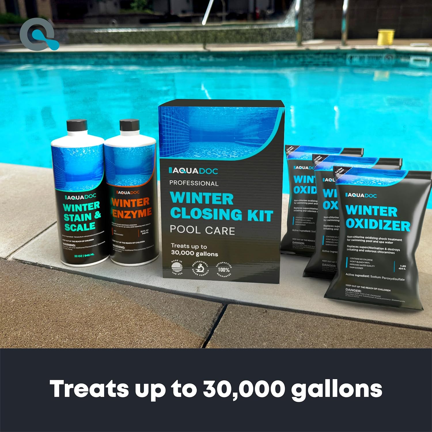 AquaDoc Pool Winterizing Kit for Closing Pools - Treats Up to 30,000 Gallons - Winter Closing Kit for Inground and Above Ground Pools - Winterizing Pool Chemicals Made in USA