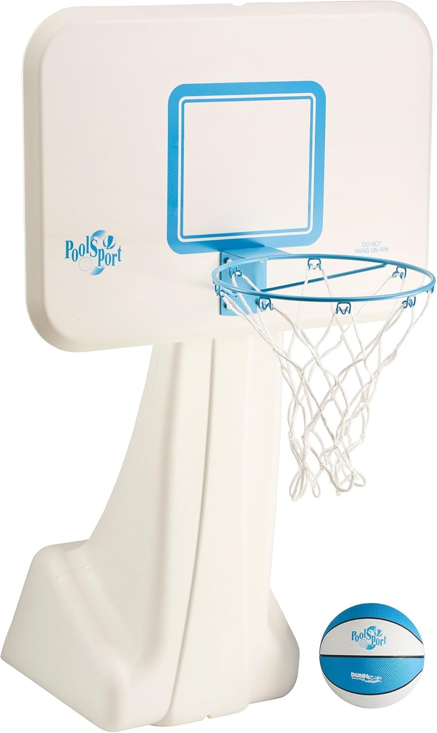 Dunn-Rite PoolSport Swimming Pool Basketball Hoop w/Ball, Base, & 13.5 Inch Stainless Steel Rim for Adults & Kids, Choose Basketball or Volleyball Combo