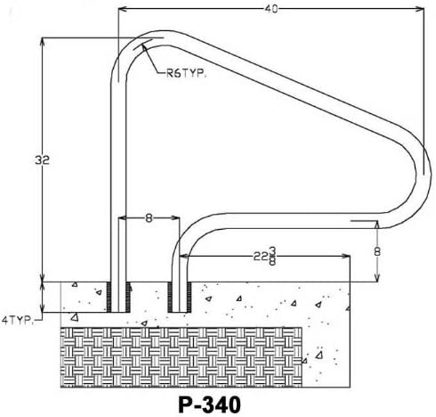Rust Proof RTD-340 White 3-Bend Return-to-Deck Figure 4" Swimming Pool Handrail - 32" H x 40" W (Matching Color Escutcheons and Freight Included)