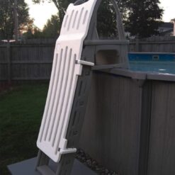 Confer Plastics G7200 Roll Guard Self Closing Self Latching Pool Ladder Safety Gate with 73-inch High Latch and Included Padlock, GATE ONLY for Use on 7200 RollGuard A-Frame Ladder Only, Warm Grey