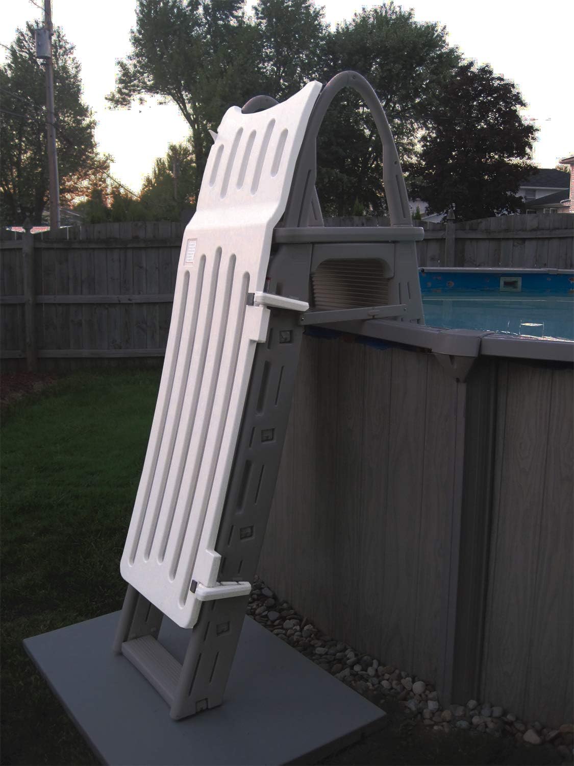 Confer Plastics G7200 Roll Guard Self Closing Self Latching Pool Ladder Safety Gate with 73-inch High Latch and Included Padlock, GATE ONLY for Use on 7200 RollGuard A-Frame Ladder Only, Warm Grey