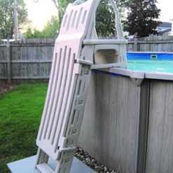 Confer Plastics G7200 Roll Guard Self Closing Self Latching Pool Ladder Safety Gate with 73-inch High Latch and Included Padlock, GATE ONLY for Use on 7200 RollGuard A-Frame Ladder Only, Warm Grey