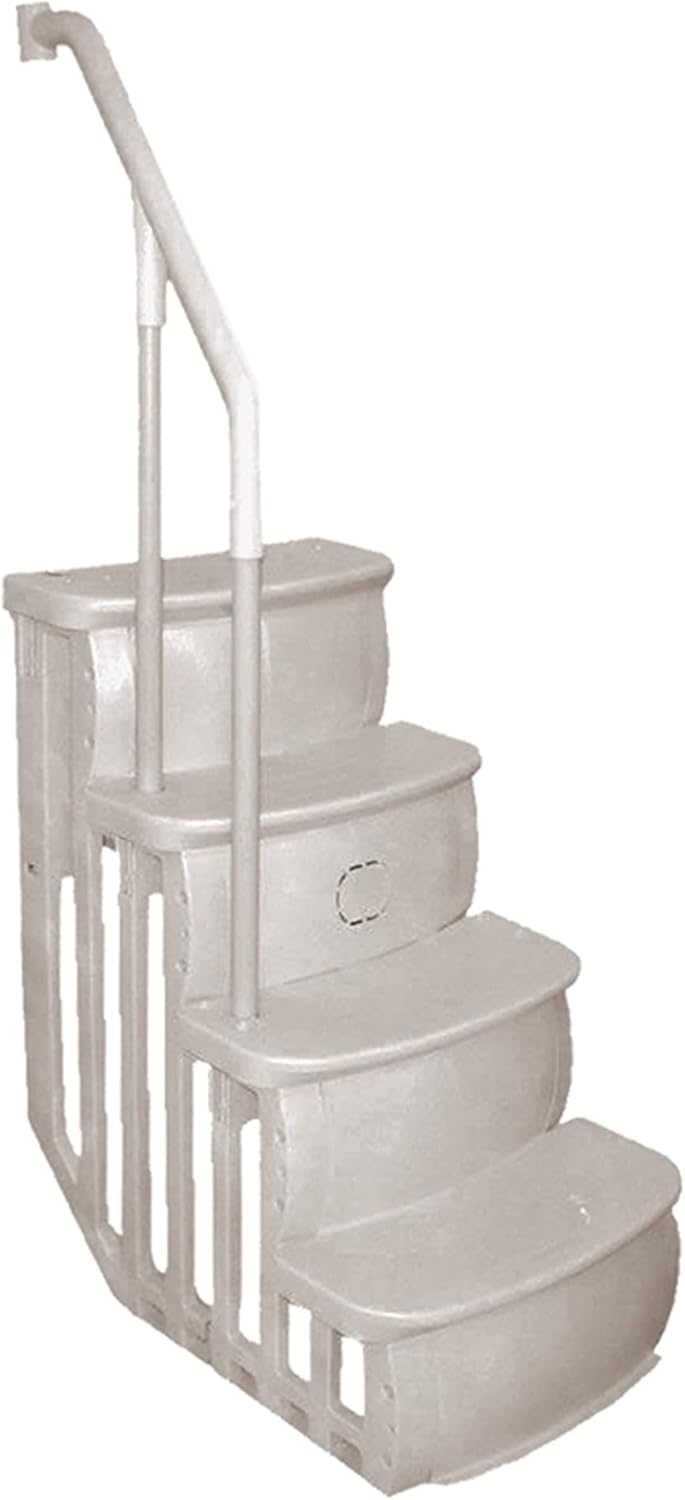 Main Access 200600T 4 Piece 24" Wide Heavy Duty Adjustable Above Ground Swimming Pool Smart Step Entry System with 200 Pound Capacity, Taupe