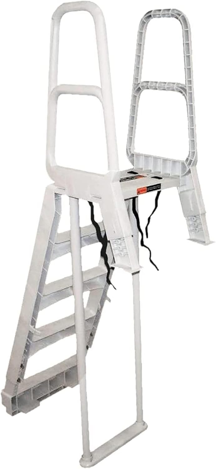 Main Access 200700T Smart Choice Comfort Incline Outside Pool Ladder Heavy-Duty Adjustable Resin Ladder for 48-54 Inch Above Ground Swimming Pools, Gray