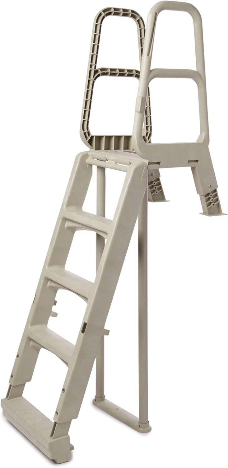 Main Access 200700T Smart Choice Comfort Incline Outside Pool Ladder Heavy-Duty Adjustable Resin Ladder for 48-54 Inch Above Ground Swimming Pools, Gray
