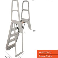 Main Access 200700T Smart Choice Comfort Incline Outside Pool Ladder Heavy-Duty Adjustable Resin Ladder for 48-54 Inch Above Ground Swimming Pools, Gray