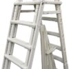 Confer Plastics 7100X Evolution 48" to 54" Adjustable A Frame Above Ground Swimming Pool Entry Ladder with Flip Up and Locking Section for Safety