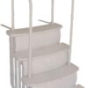 Main Access Easy Entry Steps with Dual Handrails for 48-54 Inch Above Ground Swimming Pools with Deck/Platform, Taupe