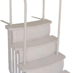 Main Access Easy Entry Steps with Dual Handrails for 48-54 Inch Above Ground Swimming Pools with Deck/Platform, Taupe
