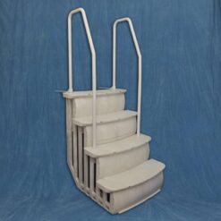 Main Access Easy Entry Steps with Dual Handrails for 48-54 Inch Above Ground Swimming Pools with Deck/Platform, Taupe