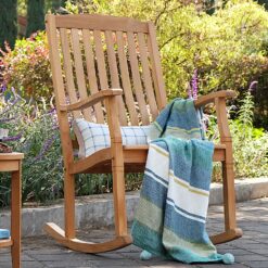Cambridge Casual Heaton Natural Teak Wood Frame Rocking Chair with Slat Seat