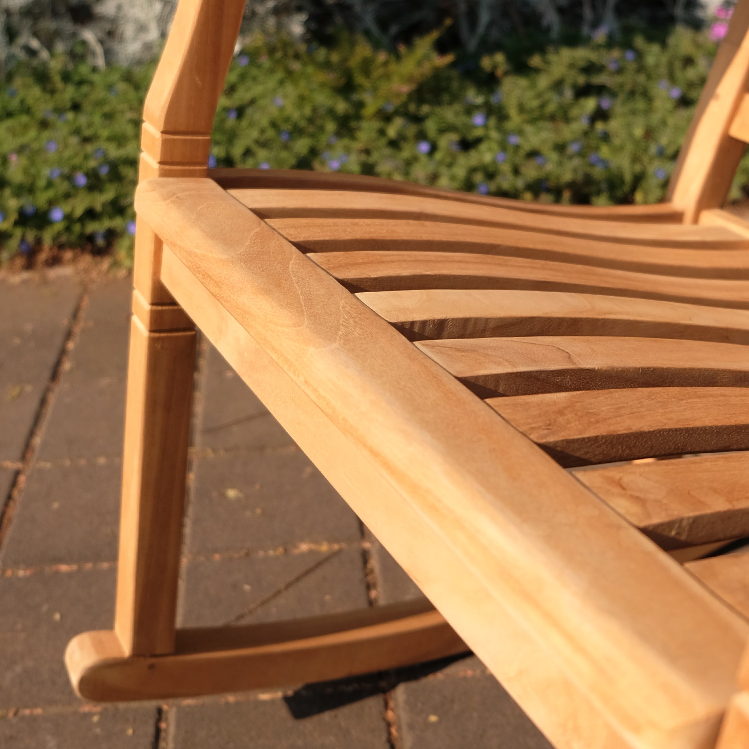 Cambridge Casual Heaton Natural Teak Wood Frame Rocking Chair with Slat Seat