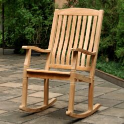 Cambridge Casual Heaton Natural Teak Wood Frame Rocking Chair with Slat Seat