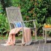 Cambridge Casual Heaton Weathered Gray Teak Wood Frame Rocking Chair with Slat Seat