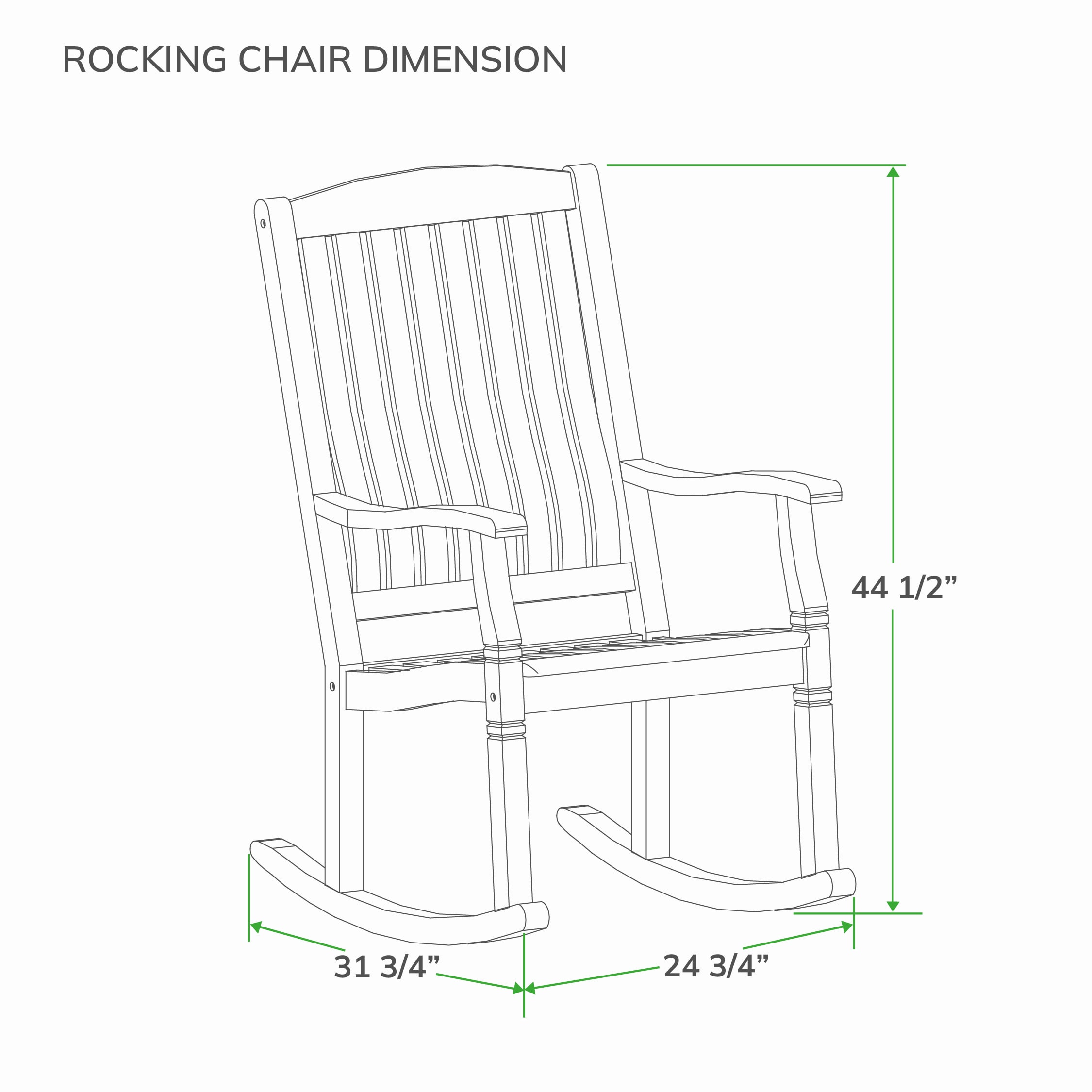 Cambridge Casual Heaton Weathered Gray Teak Wood Frame Rocking Chair with Slat Seat