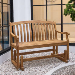 Cambridge Casual Colton 2 -person Natural Teak Wood Outdoor Glider