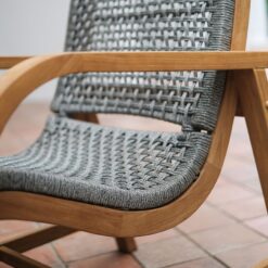 Cambridge Casual Dunham Natural Teak Wood Frame Stationary Conversation Chair with Woven Seat
