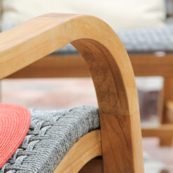 Cambridge Casual Dunham Natural Teak Wood Frame Stationary Conversation Chair with Woven Seat