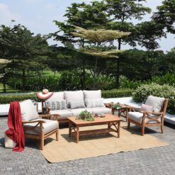 Cambridge Casual Chester Teak Wood Rectangle Outdoor Coffee Table 25-in W x 48-in L