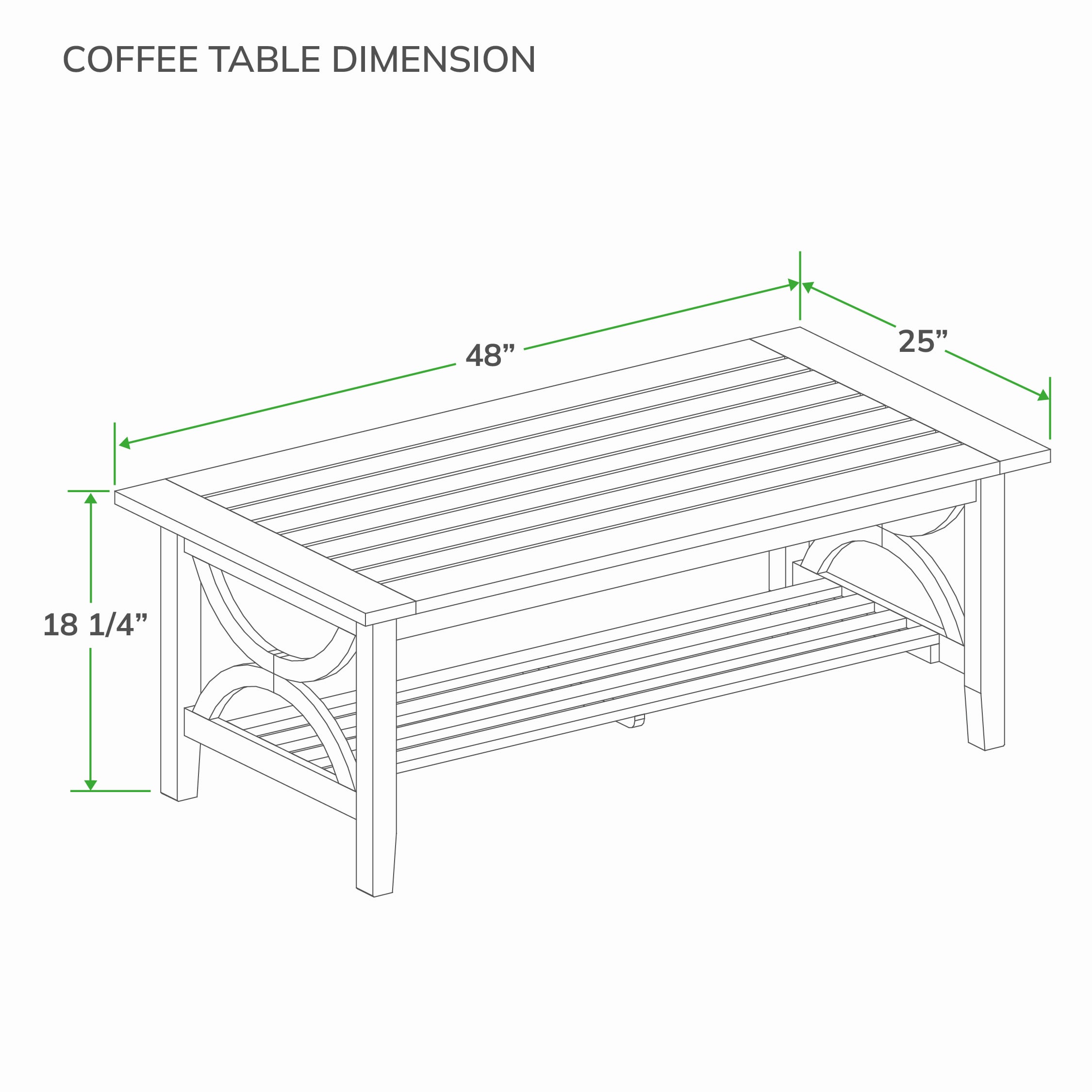 Cambridge Casual Chester Teak Wood Rectangle Outdoor Coffee Table 25-in W x 48-in L